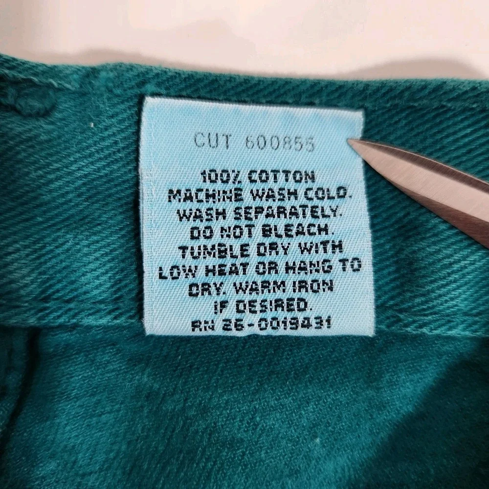 Vintage LEI Teal High Waisted Denim‎ Cuffed Shorts Womens Size 7 Retro 90s Mom